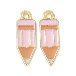 Pencil Школьные принадлежности сплав эмаль подвески, золотые, карандаш, 18x6x1 мм, отверстие : 1.6 мм