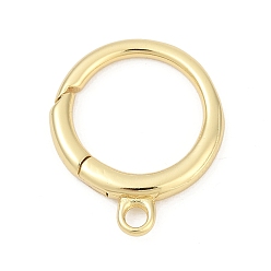Настоящее золото 18K Латунные пружинные кольца, долговечный, без свинца и без кадмия, стойки покрытие, плоско-круглые, реальный 18 k позолоченный, 22x18x3 мм, отверстие : 2.2 мм