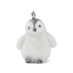 Пингвин Подвески из непрозрачной смолы с рисунком животных, с железной платиной петлей, пингвин, 28x21.5x17 мм, отверстие : 2 мм