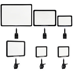 Черный 3 стили регулируемый держатель для знака из ПВХ-пластика, клип дисплея карты, держатель ценников, с пластиковой рамкой и пластиковой картой, прямоугольные, чёрные, 227~330x147~302x70 мм, 6 комплекты / сумка