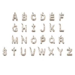 Платина Латунные микропаве прозрачные подвески с фианитом, с целью перехода в кольце, без свинца и без кадмия, долговечный, стойки покрытие, подвески с буквой az~z, платина, 19~21x9.5~20x2.7 мм, Перейти кольцо: 5x1 мм, 3 mm внутреннего диаметра.