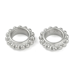 Платина CCB пластиковые шарики, бусины с большим отверстием, пончик, платина, 13.5x4 мм, отверстие : 7 мм