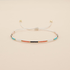 (52) Непрозрачная лаванда Женские плетеные браслеты из стеклянных бусин в богемном стиле, разноцветные