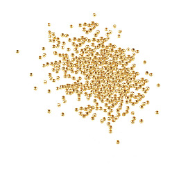 Настоящее золото 18K Латунь круглый шарики прокладки, без кадмия, без никеля и без свинца, реальный 18 k позолоченный, 2 мм, Отверстие : 0.5 мм , около 350 шт / 5 г, 5 г / набор