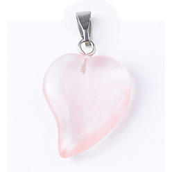 Вишневый Кварц Вишневые кварцевые подвески из стекла с латунными накладками, сердце, 21~23x14~15x5~6 мм, отверстие : 2x6 мм