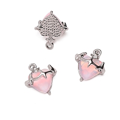 Сердце Стеклянные подвески, со сплавочной фурнитурой, платина, розовые, сердце, 17x14 мм