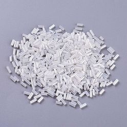 Белый Стеклярус, прозрачные цвета радуги, белые, 4~5x2 мм, отверстие : 0.8 мм, Около 15000 шт / фунт