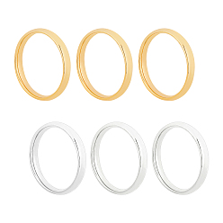Goldenen und Edelstahl Farbe 304 flache glatte Bandringe aus Edelstahl, goldenen und Edelstahl Farbe, Größe 8, Innendurchmesser: 18 mm, 12 Stück / Karton