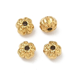 Настоящее золото 18K 304 из нержавеющей стали бусы, цветок, ионное покрытие (ip), реальный 18 k позолоченный, 6x6x4.5 мм, отверстие : 1 мм