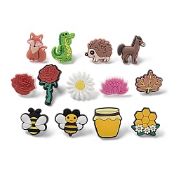 Color mezclado Clips de plástico PVC para pajitas, marcadores de pajitas, formas mixtas, color mezclado, 18~39x15~29x2.5~3.5 mm, diámetro interior: 7 mm