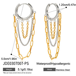 Золотой & Цвет Нержавеющей Стали 304 Серьги-кольца из нержавеющей стали с двухцветной цепочкой и кисточкой, золотые и нержавеющая сталь цвет, 50 мм