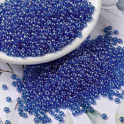 (RR175) Transparent Sapphire Luster MIYUKI Round Rocailles Beads, Japanese Seed Beads, (RR175) Transparent Sapphire Luster, 8/0, 3mm, Hole: 1mm, about 422~455pcs/bottle, 10g/bottle