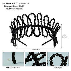 Черный Сплав волос, аксессуары для волос для женщин и девочек, со стеклянными бусинами, чёрные, 125 мм