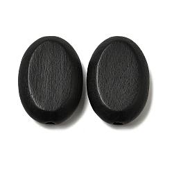 Черный Бусины из натурального дерева шима, окрашенные, овальные, чёрные, 26.5x18x8 мм, отверстие : 2.5 мм