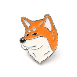 Собака Эмалированная булавка с латунными защелками-бабочками, значок сплава для одежды рюкзака, акита, 25x19x10 мм, штифты : 1.1 мм