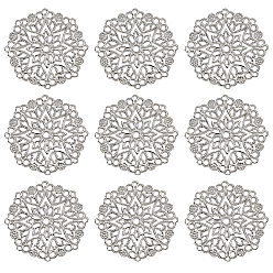 Платина Железные филигранные столярные ссылки, плоско-круглые, платина, 35.5x0.7 мм, отверстие : 1.4 мм