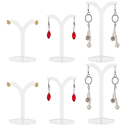 Прозрачный 6шт 3 стили y-образные акриловые подставки для сережек, дисплей ювелирных изделий стойки, ювелирные изделия стенд дерево, прозрачные, 4.5x5.5x7~10.5 см, 2 шт / стиль