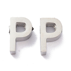 Letter P Устойчивые к потускнению 304 подвески из нержавеющей стали, алфавит, цвет нержавеющей стали, letter.p, 8x5x3 мм, отверстие : 1.8 мм