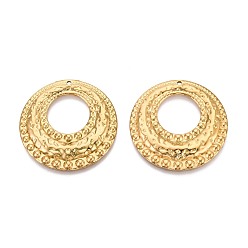 Настоящее золото 18K 304 подвески из нержавеющей стали, плоский круглый шарм, ионное покрытие (ip), реальный 18 k позолоченный, 40x3 мм, отверстие : 1.8 мм