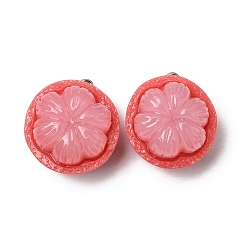 Mangosteen Подвески из непрозрачной смолы с изображением фруктов, с железным штифтом, розовые, амулет из мангостана, 26x23x15.5 мм, отверстие : 2 мм