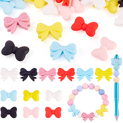 (52) Непрозрачная лаванда 24шт 12 стили силиконовые бусины, бантом, разноцветные, 16~21x26~28x8~8.5 мм, отверстие : 2~2.5 мм, 2 шт / стиль