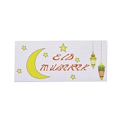 Blanc Fantôme Enveloppes en papier, rectangle avec le mot eid mubarak, fantôme blanc, 13x18x0.05 cm, utilisable : 80x180mm, 6 pcs /sachet 