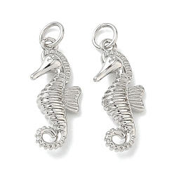 Платина Латунные микро проложить кубического циркония подвески животных, без свинца и без кадмия, долговечный, стойки покрытие, прелести морских коньков, платина, 20.5x9x4.5 мм, отверстие : 3.8 мм