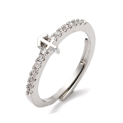 Стрелец Стойка с покрытием из латуни, прозрачные регулируемые кольца созвездия кубического циркония для женщин, без кадмия и без свинца, долговечный, Стрелец, 5.5x3.7 мм, внутренний диаметр: 18 мм