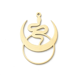 Золотой 201 подвески из нержавеющей стали, полумесяц с амулетом в виде змеи, золотые, 28.5x20x1 мм, отверстие : 1.2 мм