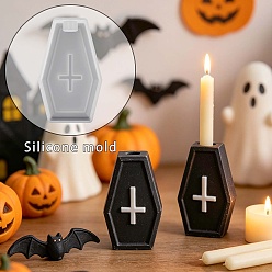 Others Halloween DIY Silicone Candle Holder Molds, Resin Casting Molds, For UV Resin, Coffin, 104x64x29mm