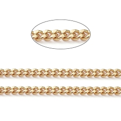 Real 18K Gold Plated Brass Curb Chains, Twisted Chains, Diamond Cut Chains, Soldered, Faceted, Long-Lasting Plated, with Spool, Real 18K Gold Plated, 2.9x2.1x1mm, about 32.8 Feet(10m)/roll