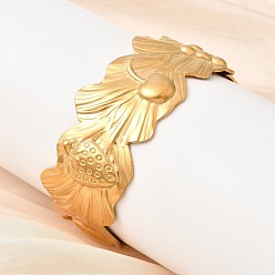 Mixed Shapes 304 женские браслеты-манжеты из нержавеющей стали, реальный 18 k позолоченный, ионное покрытие (ip), долговечный, вишня, виноград и клубника, внутренний диаметр: 2.46x1.89 дюйм (6.25x4.8 см)