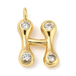 Letter H Стойка металлическая латунная микропрофилированная кубическая циркония подвески, без кадмия и без свинца, долговечный, реальный 18 k позолоченный, Письмо ч, 22x14.5x5 мм, отверстие : 2.8 мм