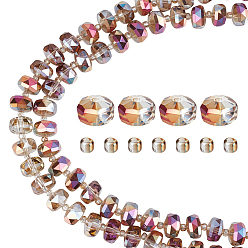 Седло Коричневый 2прозрачные гальванические стеклянные бусины, нити, граненые, рондель, седло коричневый, 10x6 мм, отверстие : 1.2 мм, около 60 шт / нитка, 19.69'' (50 см)