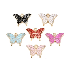 (52) Непрозрачная лаванда Сплав эмали прелести, золотые, бабочка, разноцветные, 14.5x20x2 мм, отверстие : 1.5 мм
