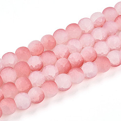 Светло-Коралловый Стеклянные бусины кракле, круглые, два тона, матовые, свет коралловый, 8~8.5x7~7.5 мм, отверстие : 1.4 мм, около 105~107 шт / нитка, 29.92~30.71 дюйм (76~78 см)