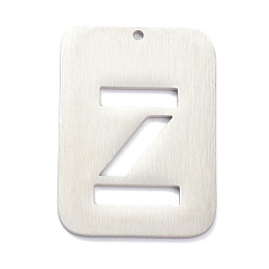 Letter X Anlaufgeschützt 304 Anhänger aus Edelstahl, Rechteck mit Alphabet, hohl, letter.x, 32x22x1 mm, Bohrung: 1.5 mm