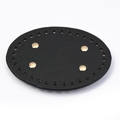 Black PU Leather Oval Bag Bottom Shaper, for Knitting Bag, Women Bags, Handmade DIY Accessories, Black, 12.5x9.5x1.1cm, Hole: 5mm