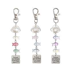 (52) Непрозрачная лаванда Подвески из АБС-пластика с имитацией жемчуга, акрила и сплава., с сплава шарнирного когтя омара застежками, форма рыбы и ракушки, разноцветные, 123~124 мм