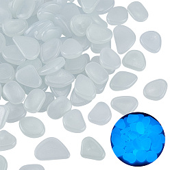 Белый 1 набор смоляных люминесцентных камней, светящихся в темноте, наполнители для ваз, самородки, белые, 16~20x22~30x5~8 мм, 100 шт / комплект