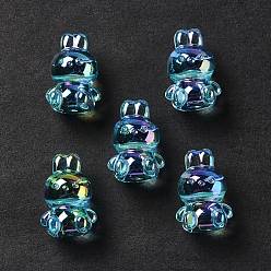 Light Sea Green UV Plating Rainbow Iridescent Acrylic Beads, Rabbit, Light Sea Green, 18x12x10.5mm, Hole: 2.6mm