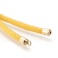 Yellow Nylon Twisted Cord Bracelet Making, Slider Bracelet Making, with Eco-Friendly Brass Findings, Round, Golden, Yellow, 8.66~9.06 inch(22~23cm), Hole: 2.8mm, Single Chain Length: about 4.33~4.53 inch(11~11.5cm)