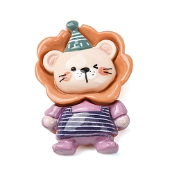 Лев Кабошоны из непрозрачной смолы на тему животных, красочный, лев, 29.5x21.5x9.5 мм