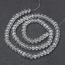 Clear Glass Beads Strands, Faceted, Rondelle, Clear, 2.5x2mm, Hole: 0.4mm, about 170pcs/strand, 11.8 inch(30cm)