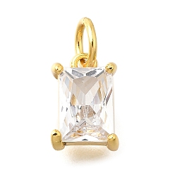 Прозрачный 925 подвески из стерлингового серебра с прозрачными кубическими цирконами, прямоугольные, с целью перехода в кольце, золотые, прозрачные, 9.5x6.5x4 мм