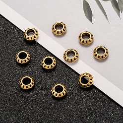 Antique Golden Tibetan Style Alloy European Beads, Large Hole Beads, Rondelle, Antique Golden, Lead Free & Cadmium Free & Nickel Free, 10x4mm, Hole: 5mm