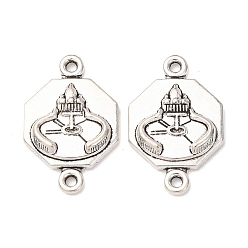 Античное Серебро Восьмиугольник из сплава в тибетском стиле с подвесками-соединителями в виде церкви, без свинца и без кадмия, античное серебро, 20.5x13x2.5 мм, отверстие : 1.4 мм, Около 606 шт / 1000 г