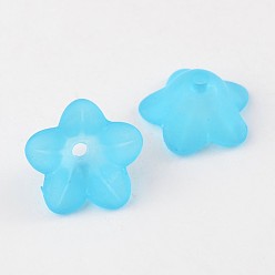 Бирюза Прозрачные акриловые бусины, матовые, цветок, бирюзовые, 13x7 мм, отверстие : 1 мм, Около 1865 шт / 500 г
