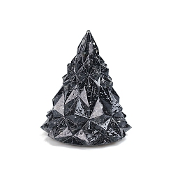 Обсидиан Украшение для рождественской елки из смолы, с натуральными кусочками обсидиана внутри статуй для украшения домашнего офиса, 80x105 мм