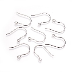 Нержавеющая Сталь Цвет Устойчивы к потускнению 304 крючки для сережек из нержавеющей стали, с горизонтальной петлей, цвет нержавеющей стали, 20x25 мм, отверстие : 1.6 мм, 18 датчик, штифты : 1 мм